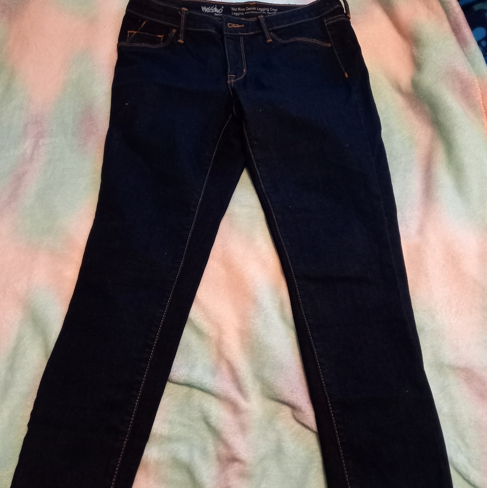 Mid rise denim crop leggings jeans